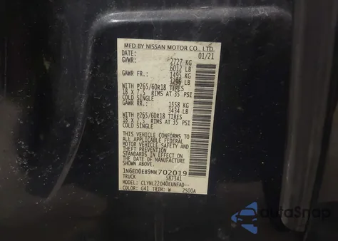 2021 Nissan Frontier Sv 4X4 from USA, damaged, VIN 1N6ED0EB9MN702019